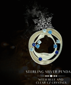 Sterling Silver Pendant with Clear and Blue CZ Crystals Pendant