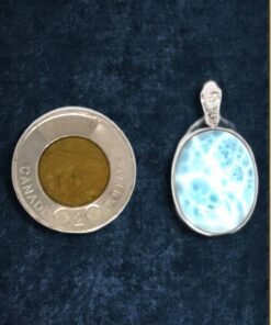 49 carats High Quality Natural Larimar Set in Sterling Silver Pendant