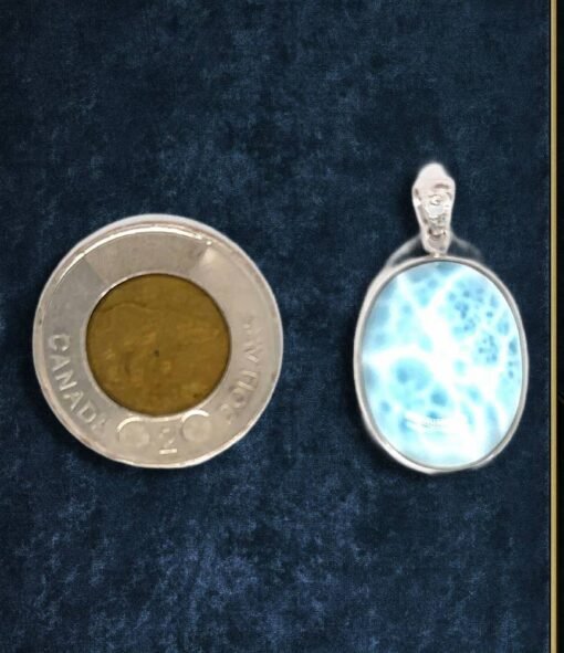 49 carats High Quality Natural Larimar Set in Sterling Silver Pendant