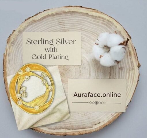 Sterling Silver Pendant with Gold Plating and white Crystals